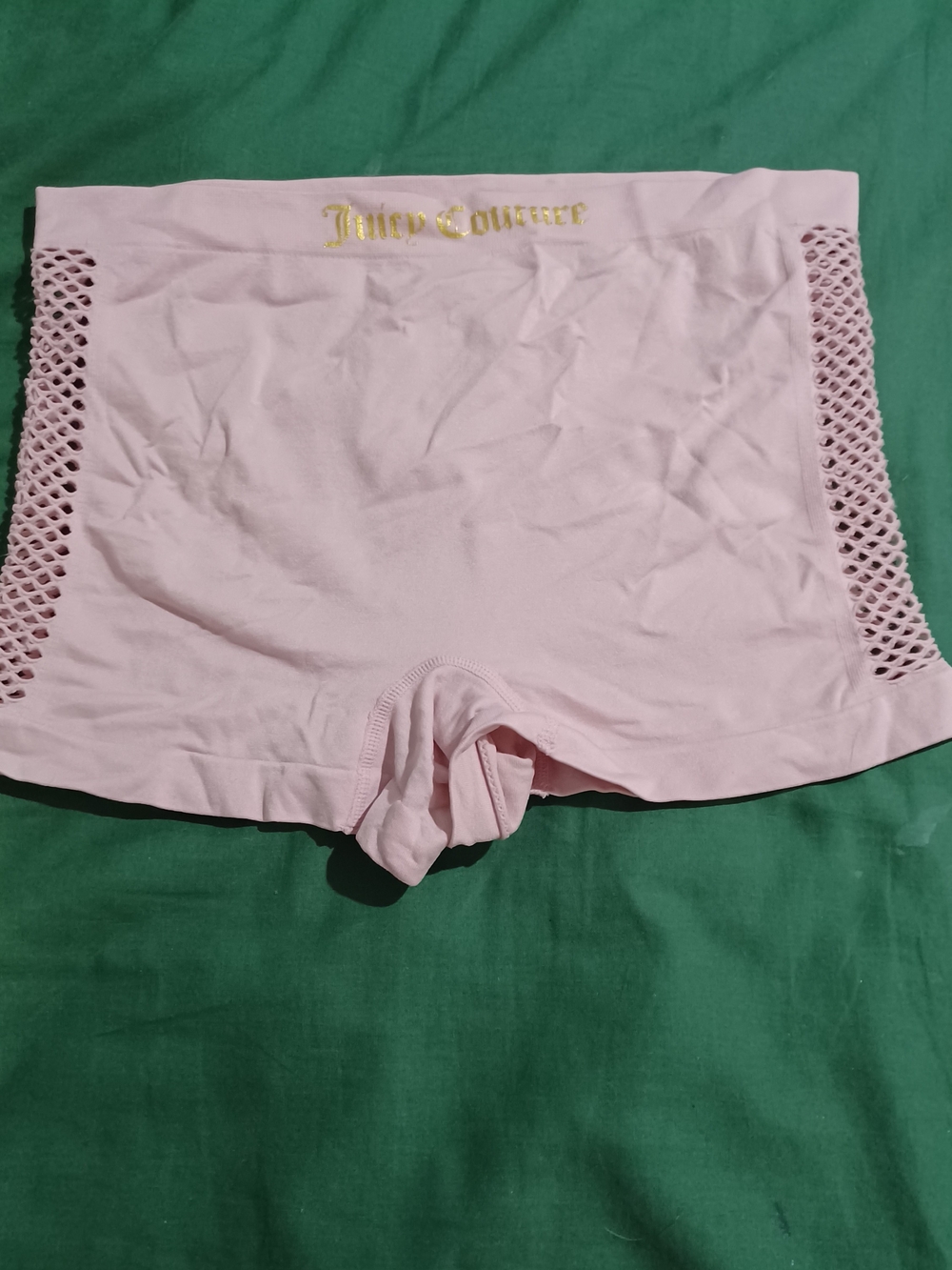 Juicy Couture Light Pink Lace-Side Boyshorts with Gold Logo